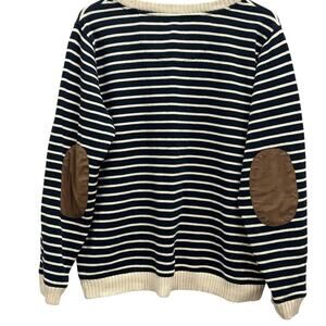 Orvis Striped Sweater Elbow Patches Size Large